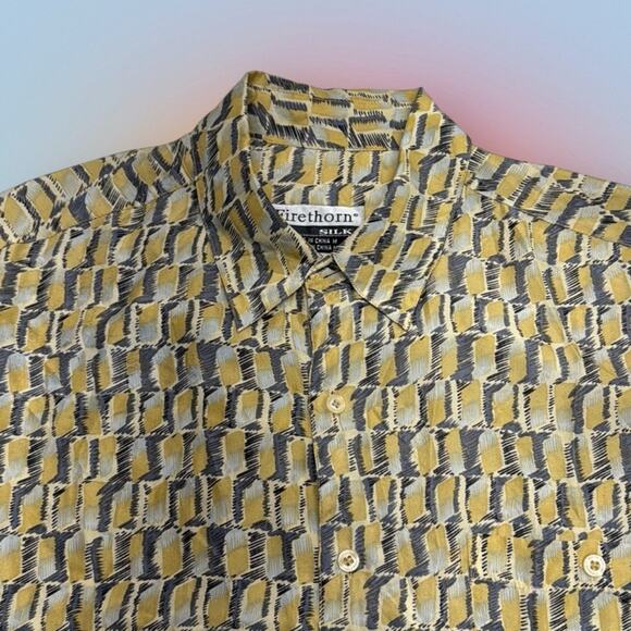 FIRETHORN Men’s Medium Casual SILK Button Down Shirt - Picture 2 of 3